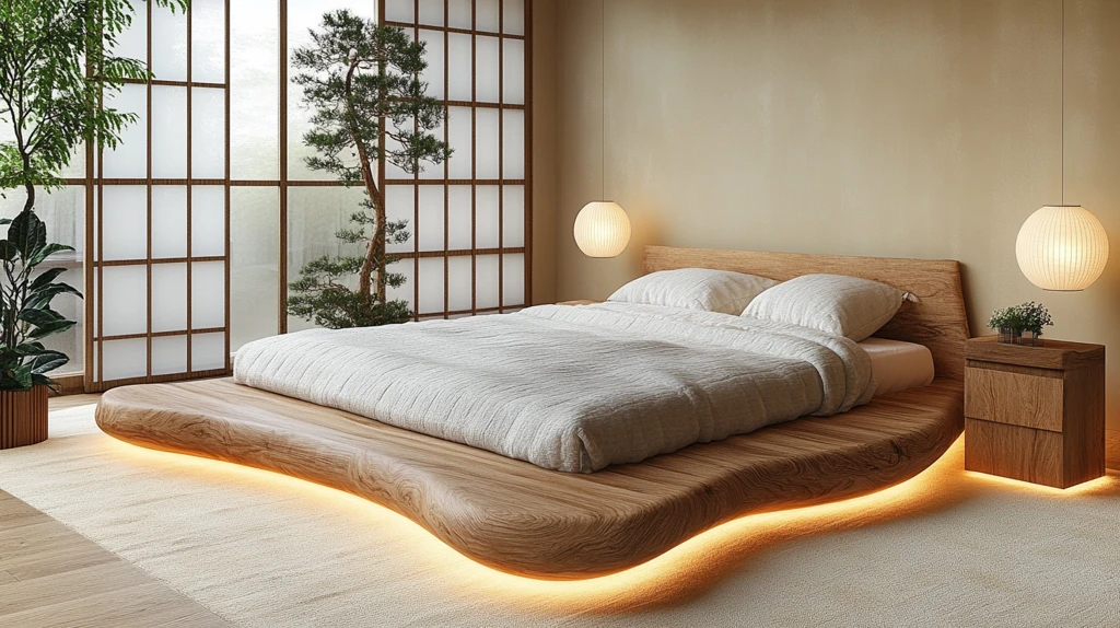 榻榻米木床布置