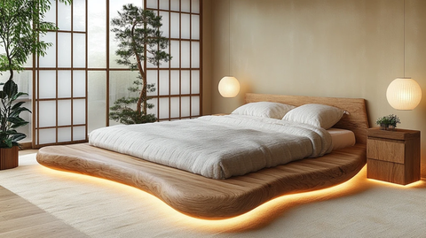 榻榻米木床布置