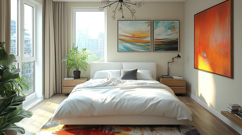 白色床与木地板