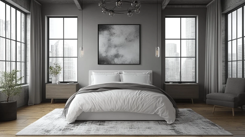 白色床与木地板