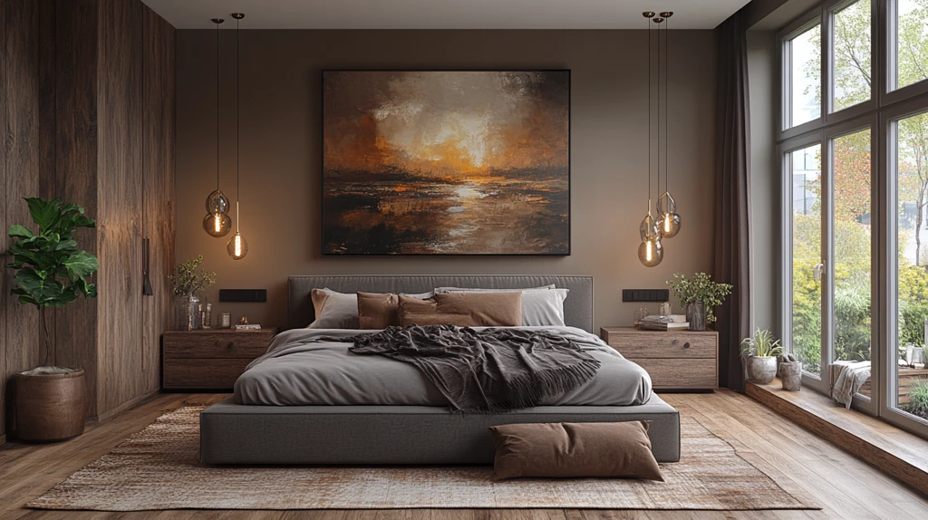 灰木卧室双人床