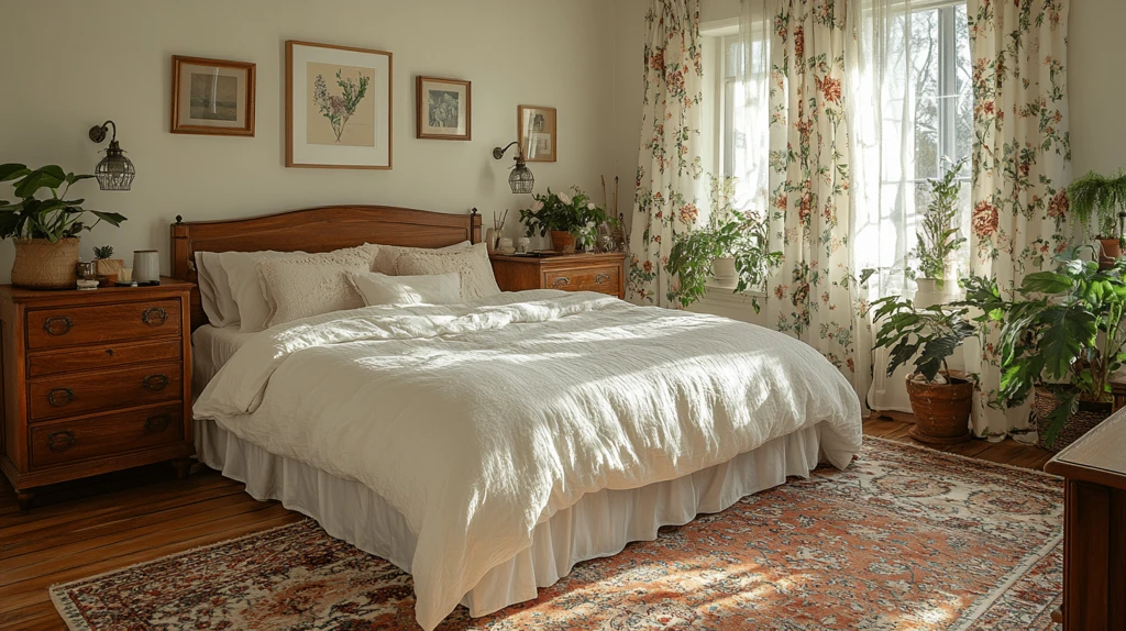 白色木床卧室布置