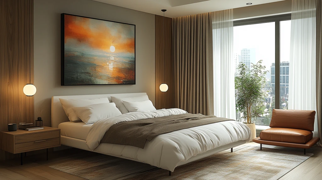 白色床与木地板