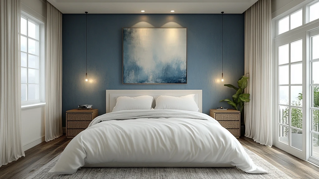 白色床与木地板