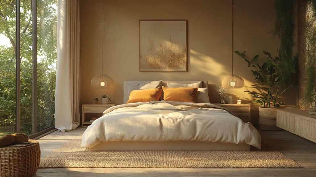 北欧木床简约装饰