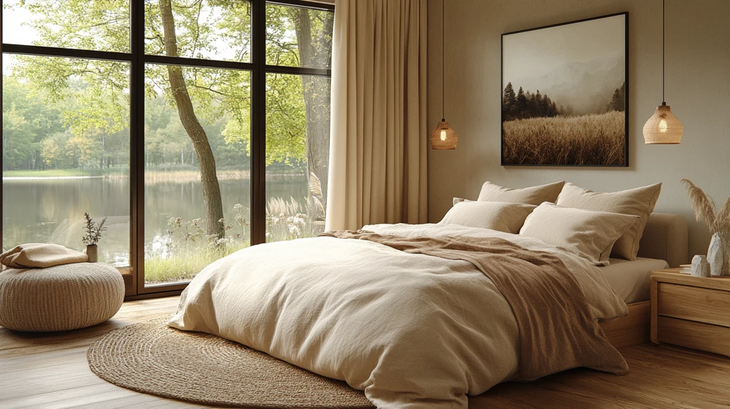 北欧木床简约装饰