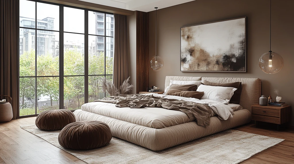 北欧木床简约装饰