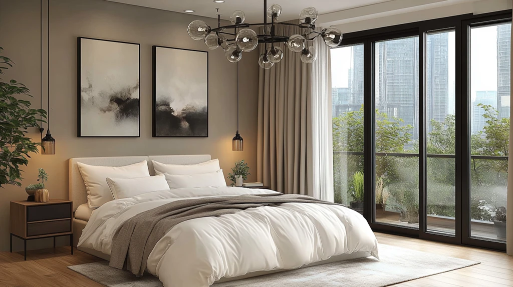 白色床铺简约卧室