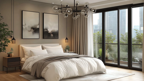 白色床铺简约卧室