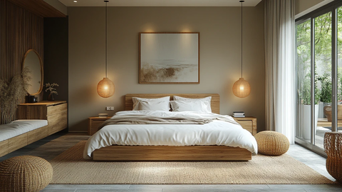 白色床木质床头柜