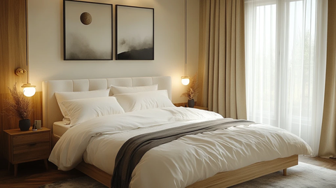 白色床木质床头柜