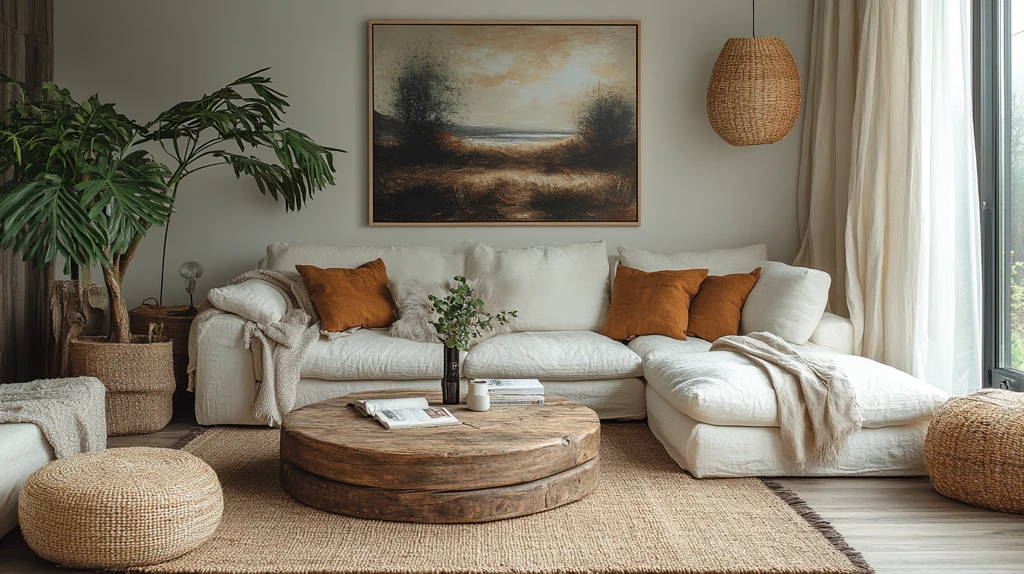 白色沙发木桌装饰