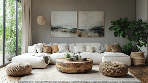 白色沙发木桌装饰