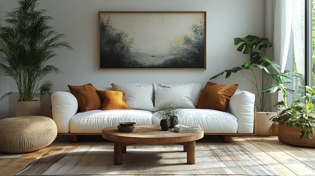 白色沙发木桌装饰