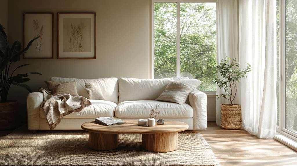 白色沙发木桌装饰