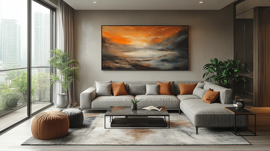 灰色沙发金属桌