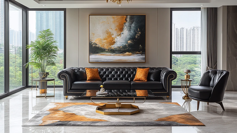 黑色皮革沙发客厅