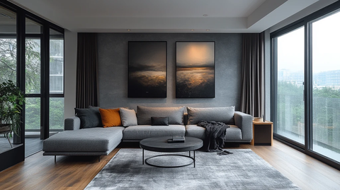 灰色沙发木地板