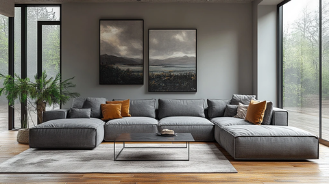 灰色沙发木地板