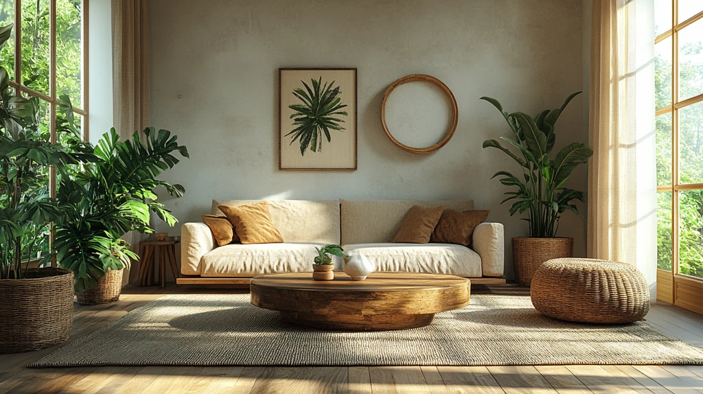 木质客厅绿植布置