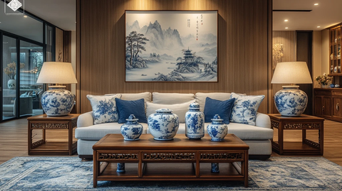 红木沙发咖啡桌瓷器画