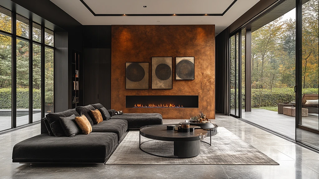 黑色沙发现代客厅