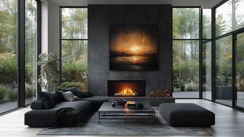 黑色沙发现代客厅