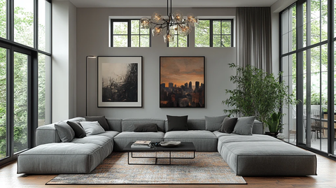 灰沙发木地板客厅