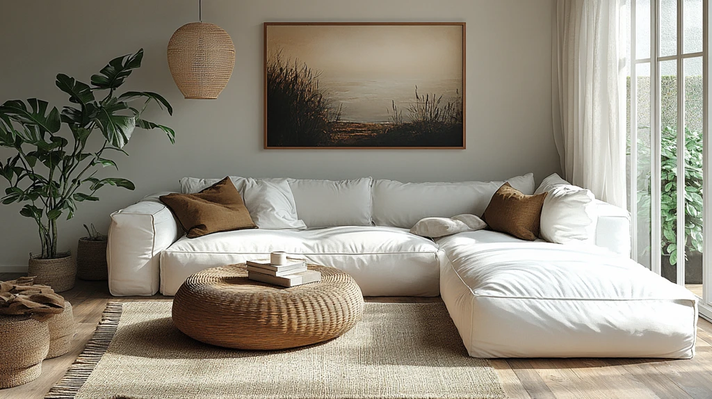 白色沙发木桌装饰