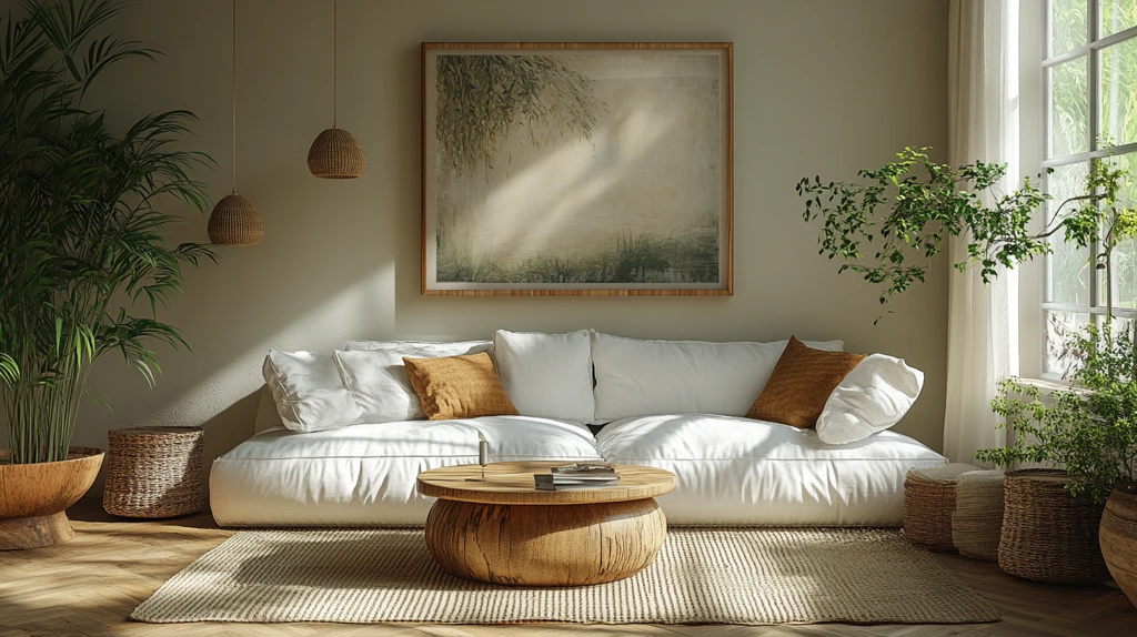 白色沙发木桌装饰