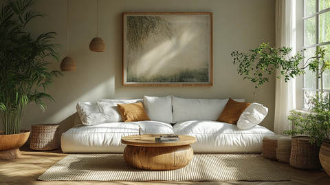 白色沙发木桌装饰