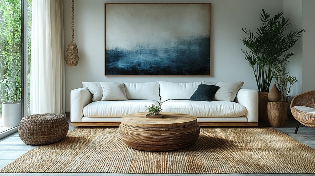 白色沙发木桌装饰