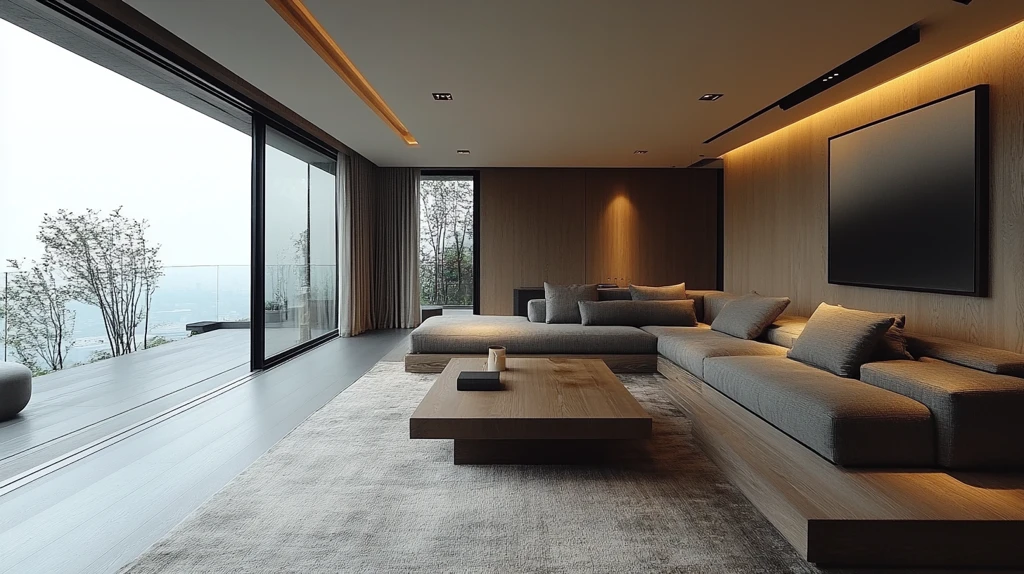 灰色沙发木桌客厅