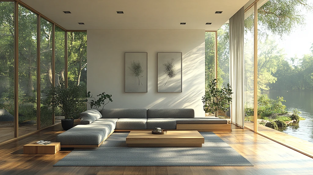 灰色沙发木桌客厅