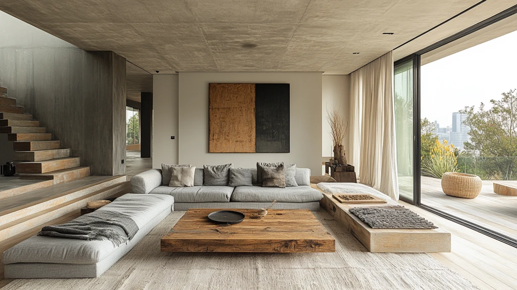 灰色沙发木桌客厅