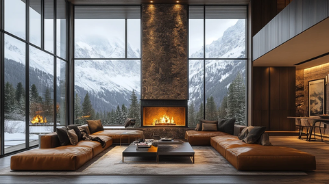 皮沙发金属桌吊灯