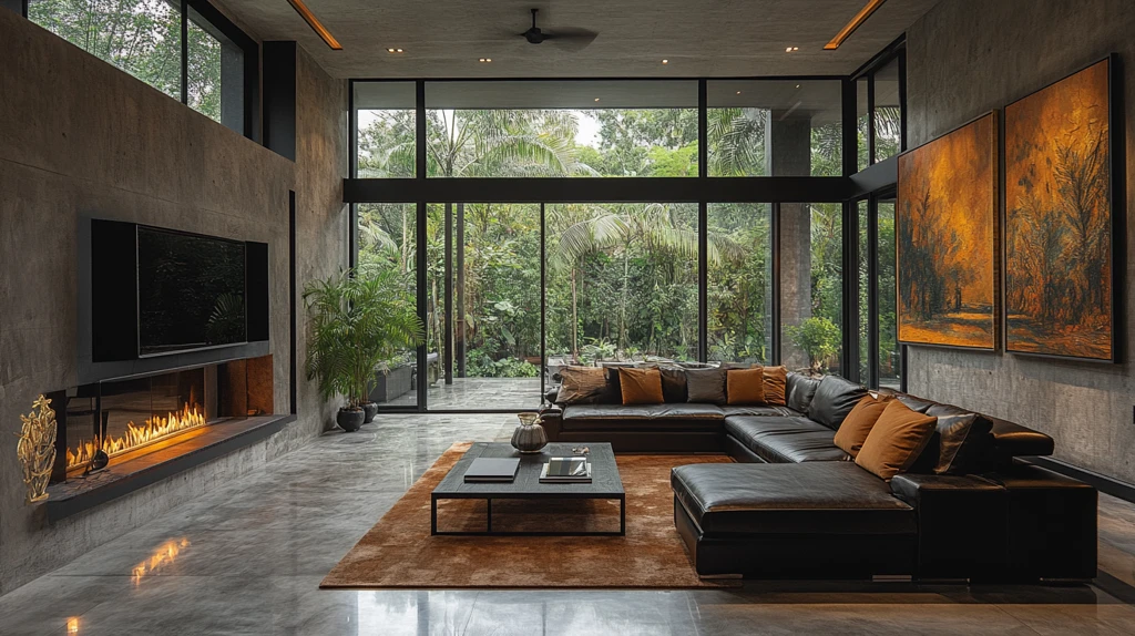 皮沙发金属桌吊灯