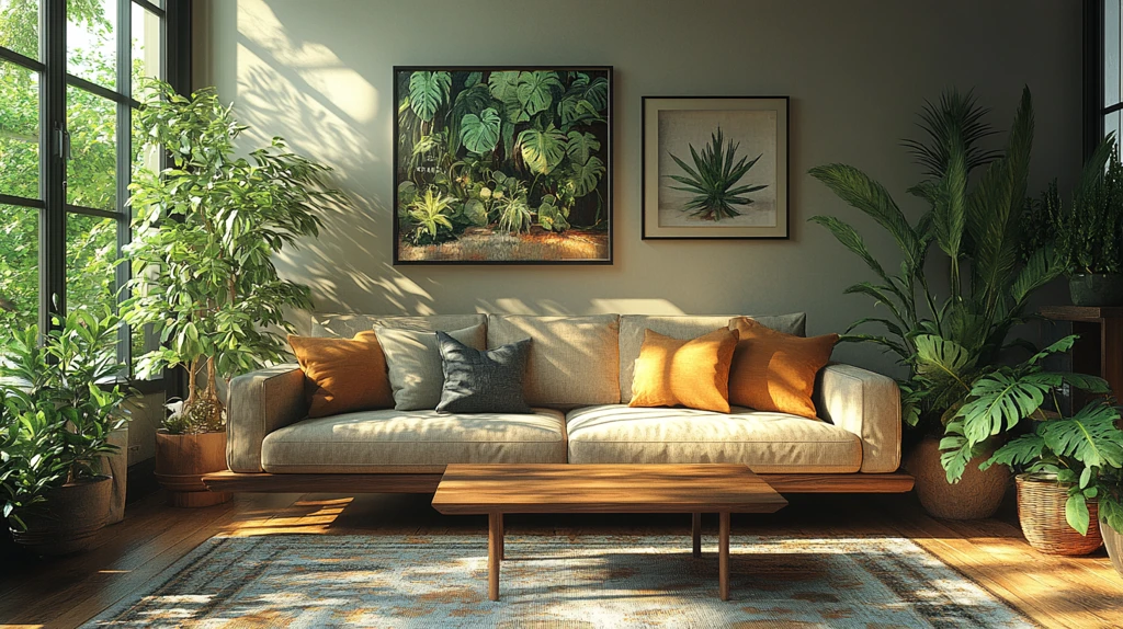 木桌花布绿植艺术