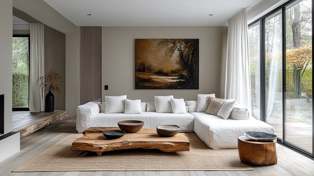 白色沙发木桌空间