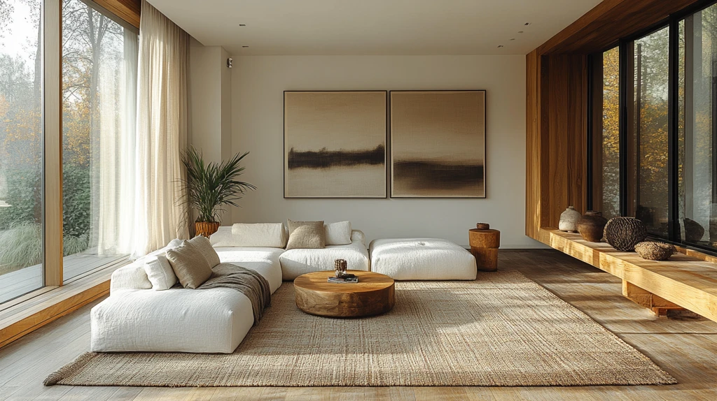 白色沙发木桌空间