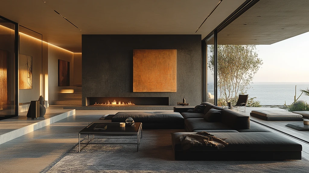 黑色沙发现代客厅