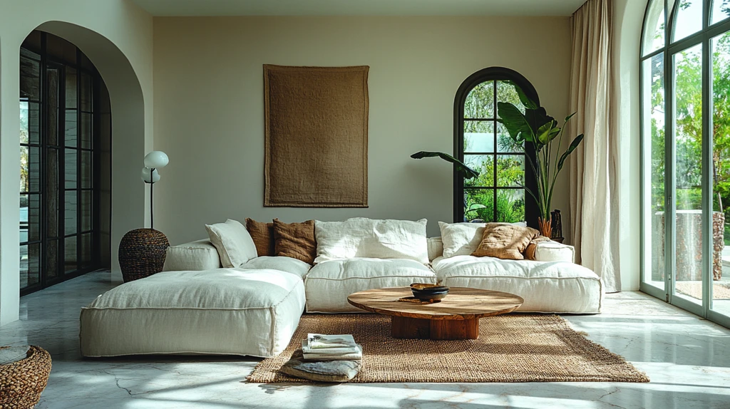 白色沙发木桌客厅