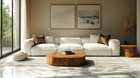 白色沙发木桌客厅