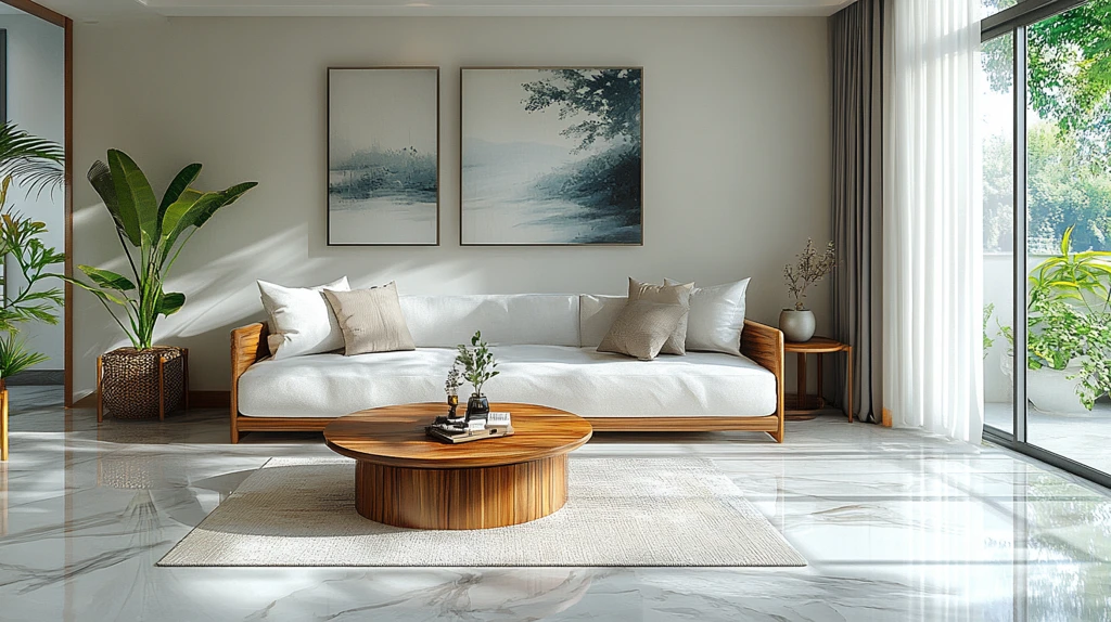 白色沙发木桌客厅