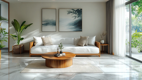 白色沙发木桌客厅