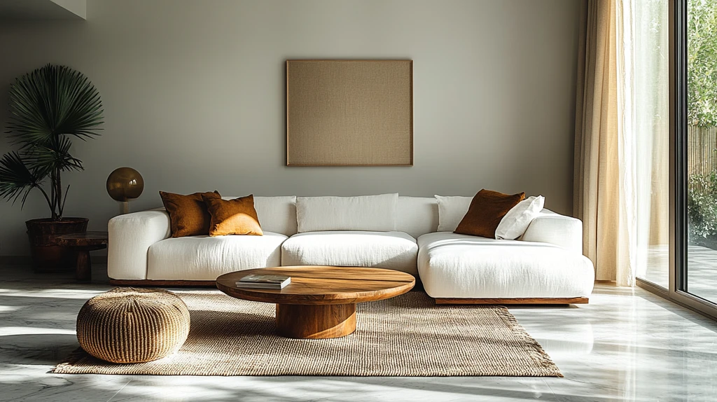 白色沙发木桌客厅