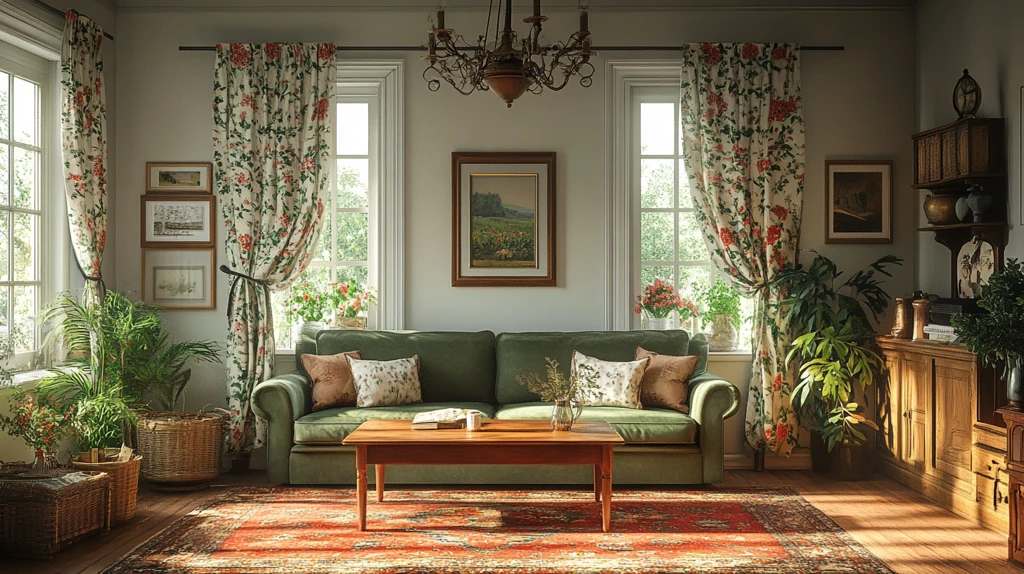 绿色沙发木质茶桌