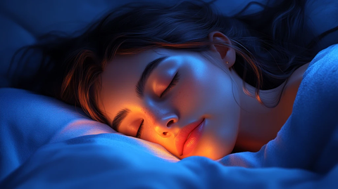 一位年轻女子正在她的床上睡觉