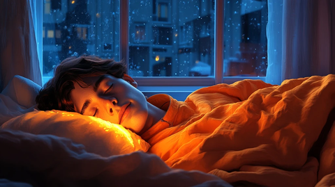 年轻的男主人公躺在床上