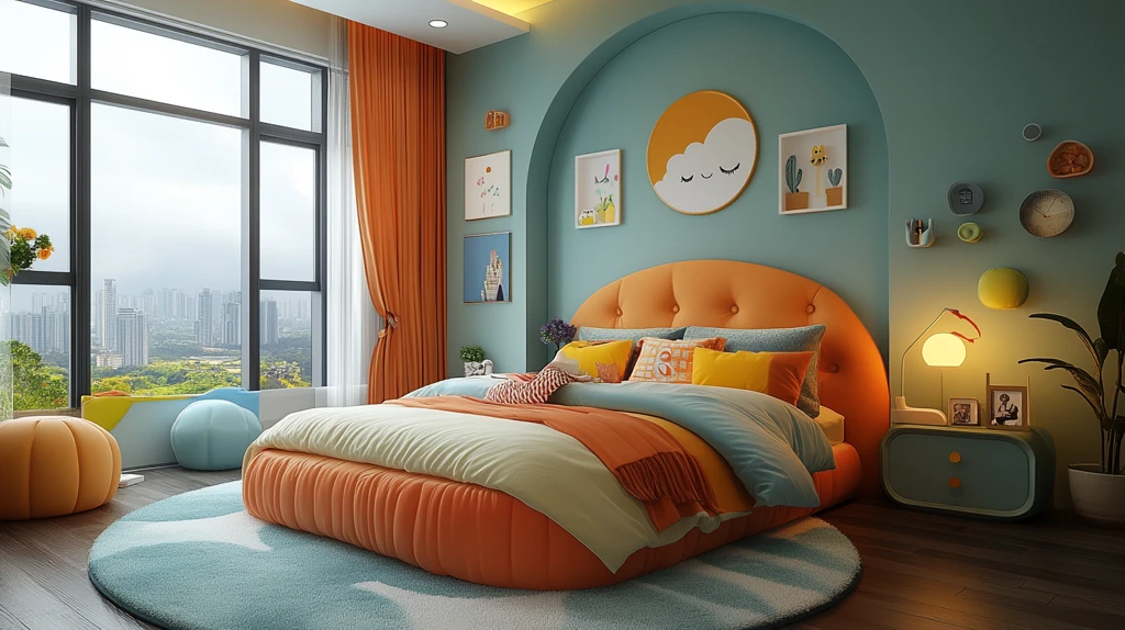 渲染的卡通风格卧室背景